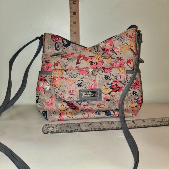 Multi Sac Bags Multisac Floral Vegan Leather Crossbody Handbag Grey